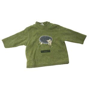 Baby Gap Green Fleece Pullover w Porcupine or Hedgehog 6-12 mo